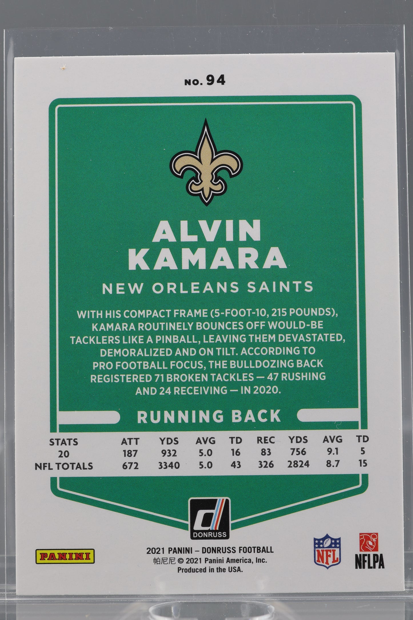 Alvin Kamara 2021 Donruss  #94   Photo Variation     New Orleans Saints