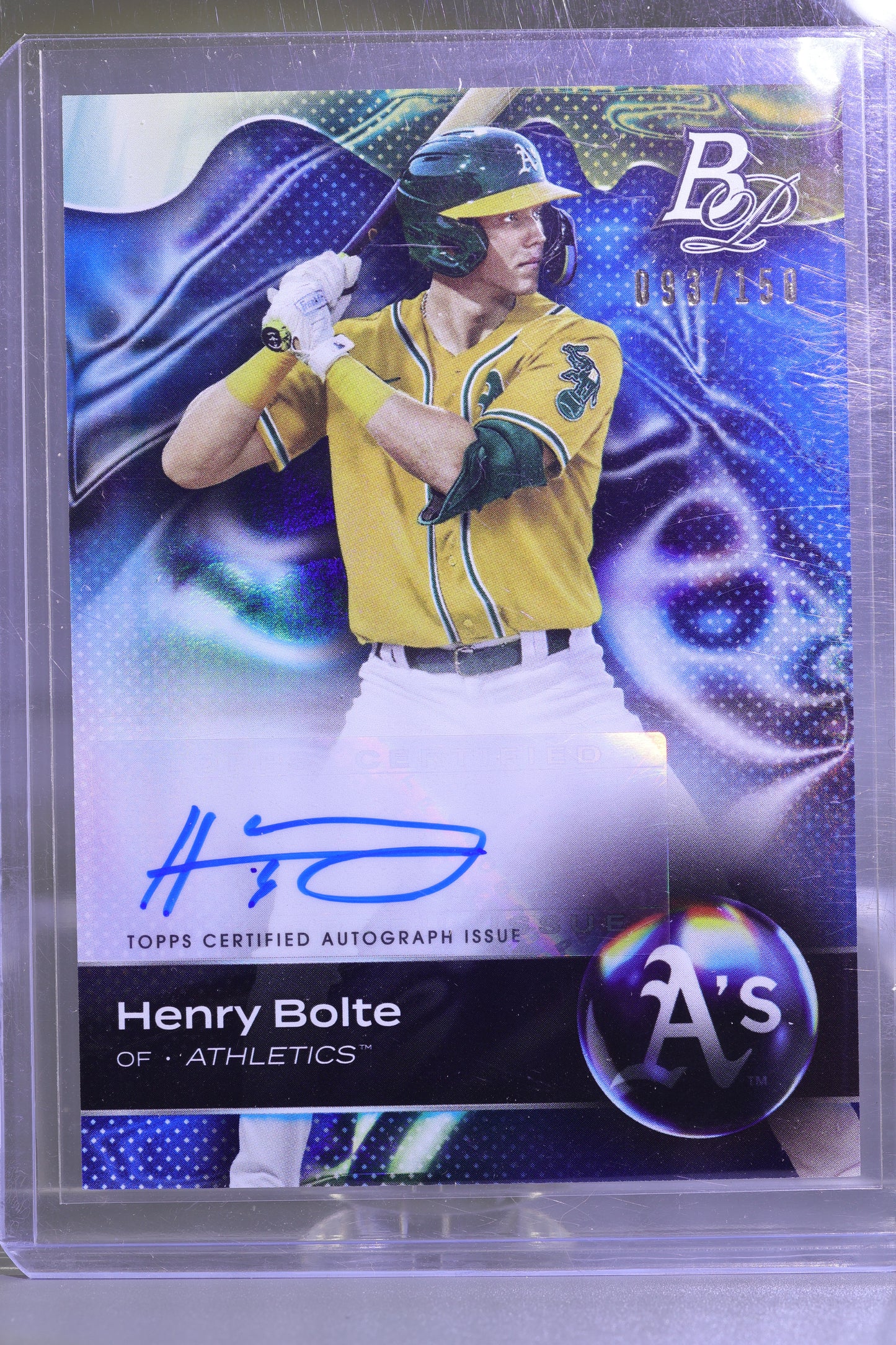 Henry Bolte 2023 Bowman Platinum Top Prospects Autographs  #TOP-30   Blue /150    Oakland Athletics