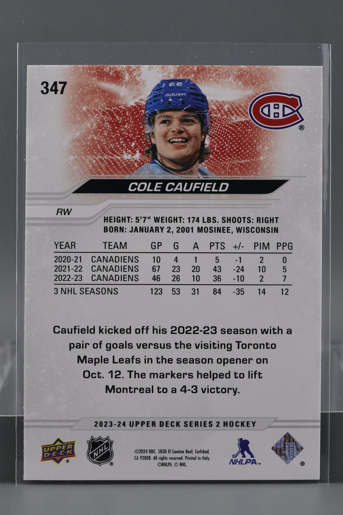 Cole Caufield 2023 Upper Deck Series Two #347        Montreal Canadiens