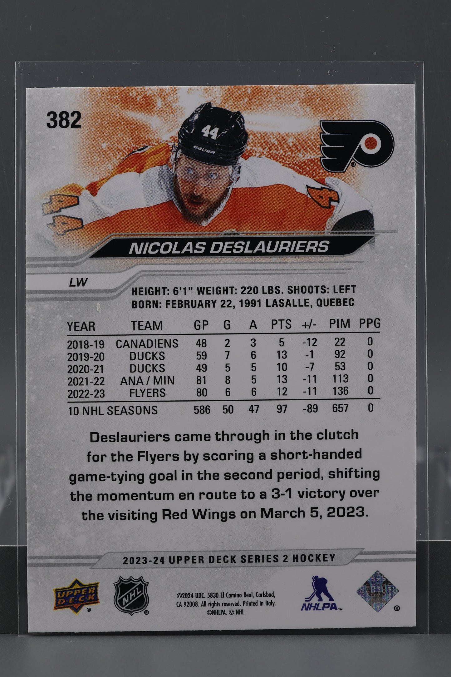 Nicolas Deslauriers 2023 Upper Deck Series Two #382        Philadelphia Flyers