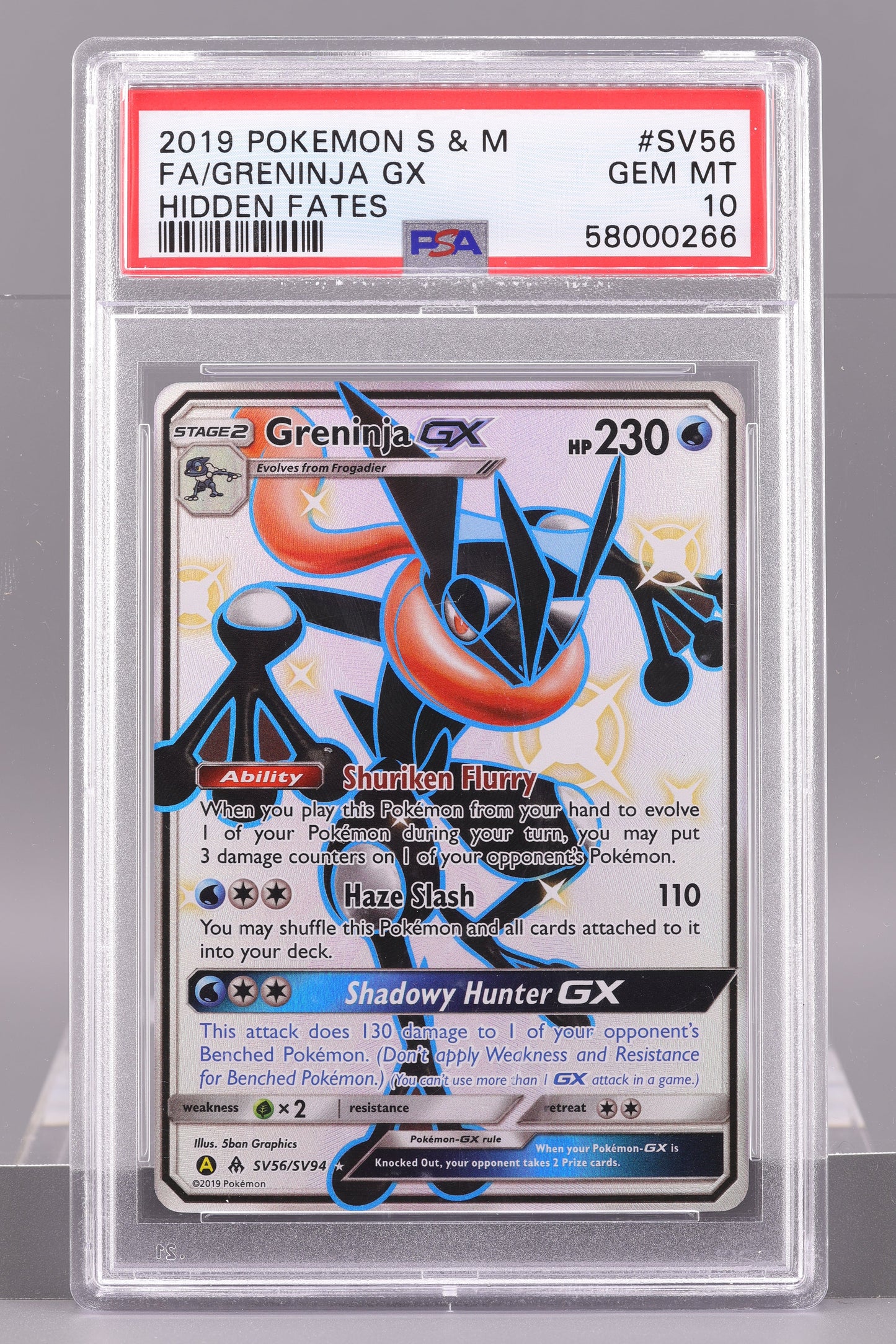 Greninja GX 2019 Hidden Fates #SV56     PSA 10   Shiny