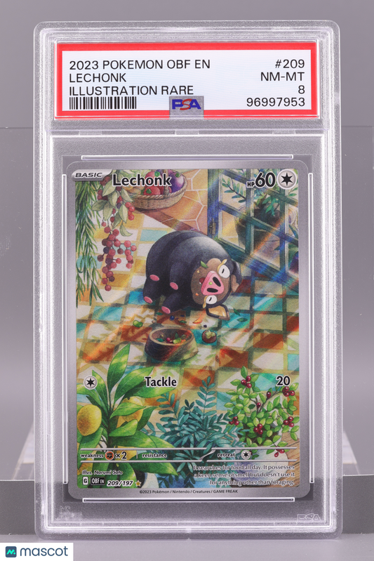 Lechonk 2023 Pokemon Obf EN-Obsidian Flames #209 Illustration Rare PSA 8