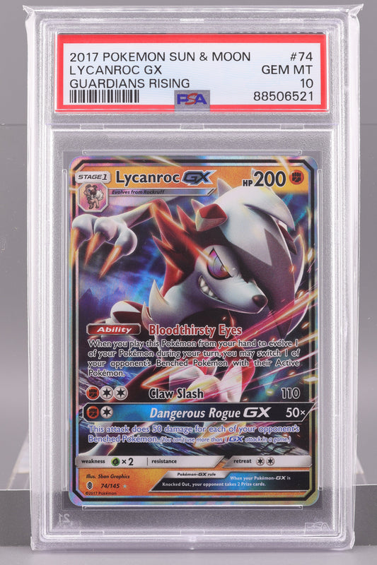 Lycanroc GX 2017 Guardians Rising #74 SM    PSA 10