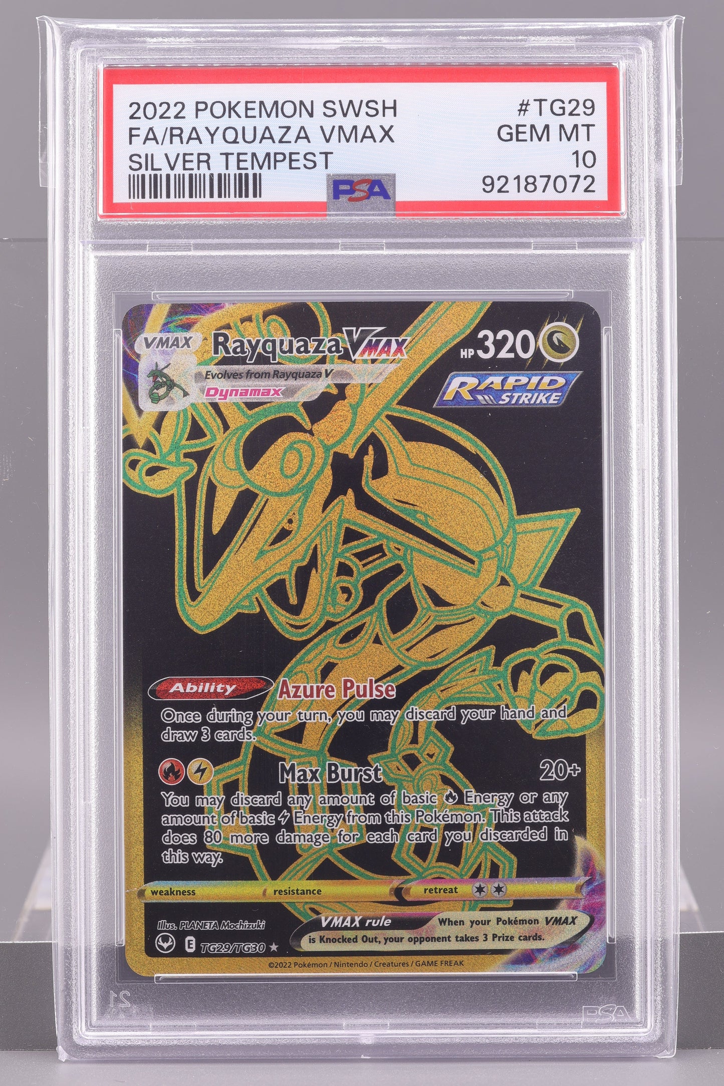 Rayquaza VMAX 2022 Silver Tempest #TG29     PSA 10