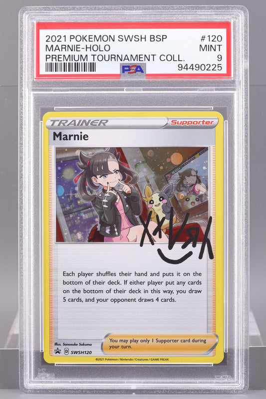 Marnie 2021 Premium Tournament Collection  #SWSH120    PSA 9   Black Star Promo