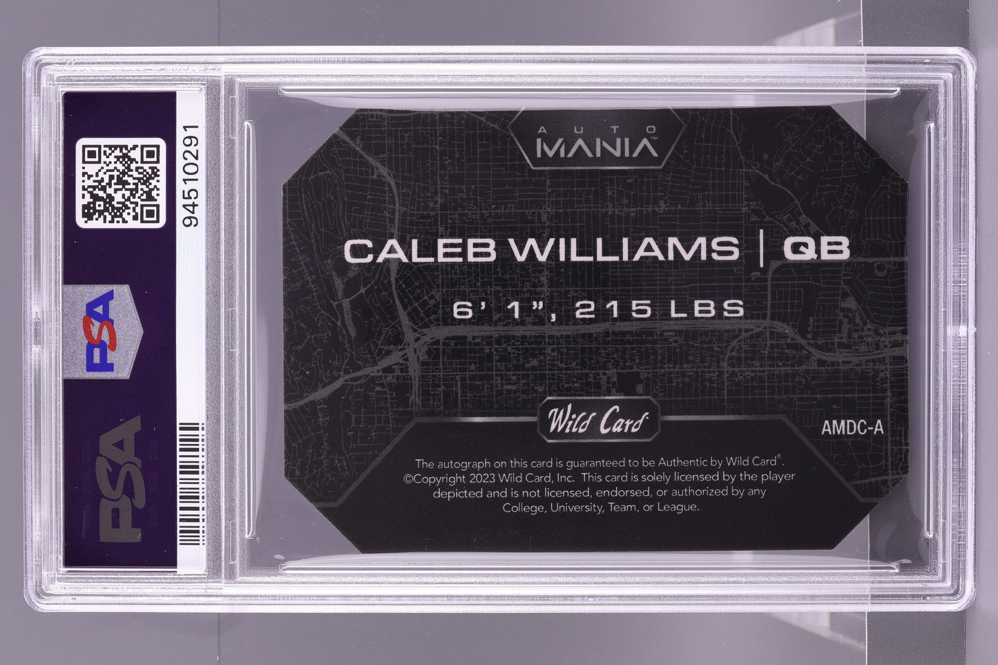 Caleb Willaims 2023 Wild Card Auto Mania  #AMDCA   PSA 10/ Auto 10 POP 1! Los Angeles / Chicago Bears