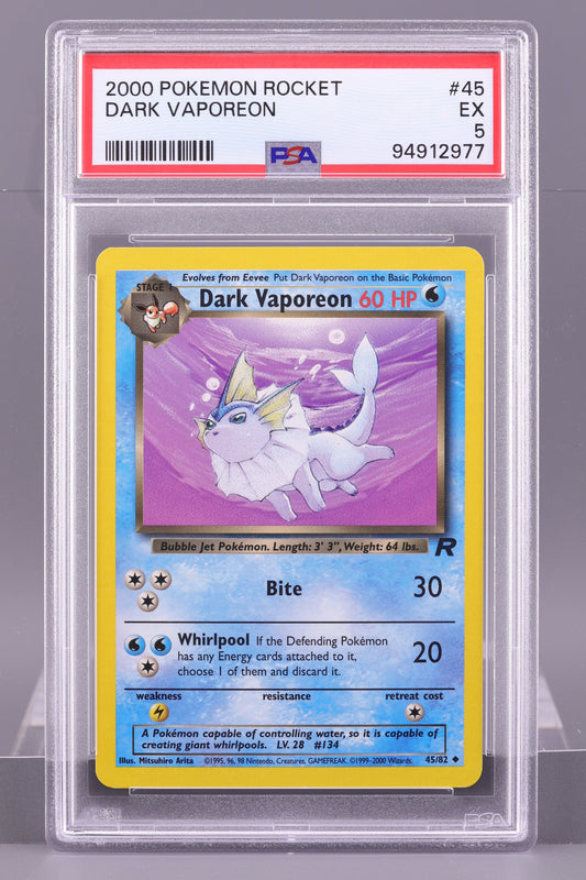Dark Vaporeon 2000  Team Rocket  #45    PSA 5