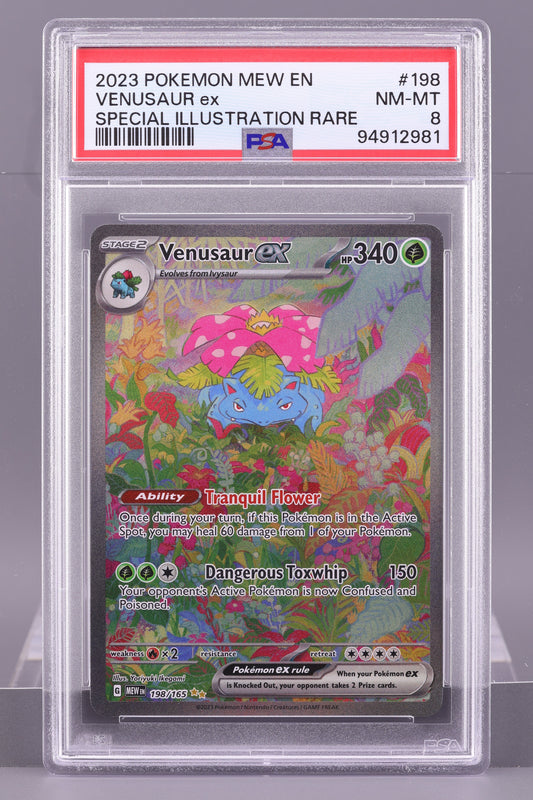 Venusaur EX 2023 Scarlet & Violet 151 MEW EN #198    PSA 8  Special Illustration Rare