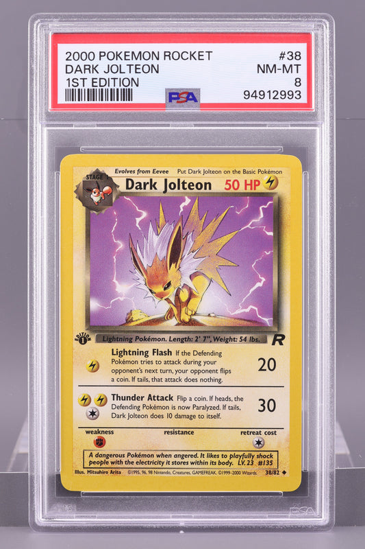 Dark Jolteon 2000  Team Rocket  #38    PSA 8  1st Edition