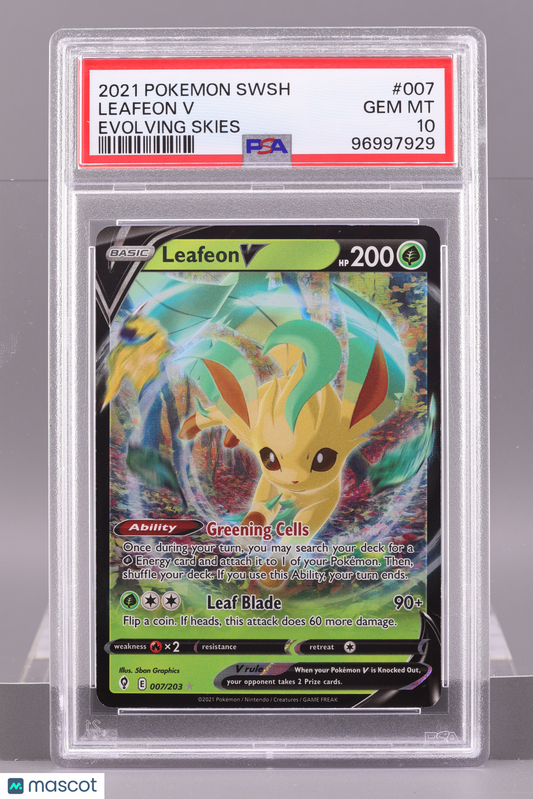 Leafeon V 2021 Pokemon Sword & Shield Evolving Skies #007 PSA 10