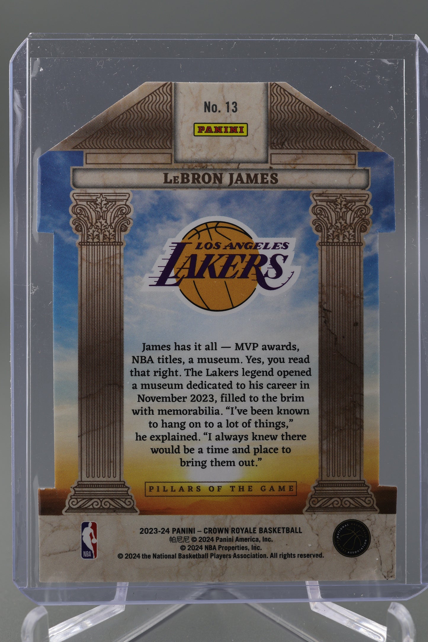 Lebron James 2023-24 Crown Royale #13 Pillars of the Game Die Cut 59/99 Los Angeles Lakers