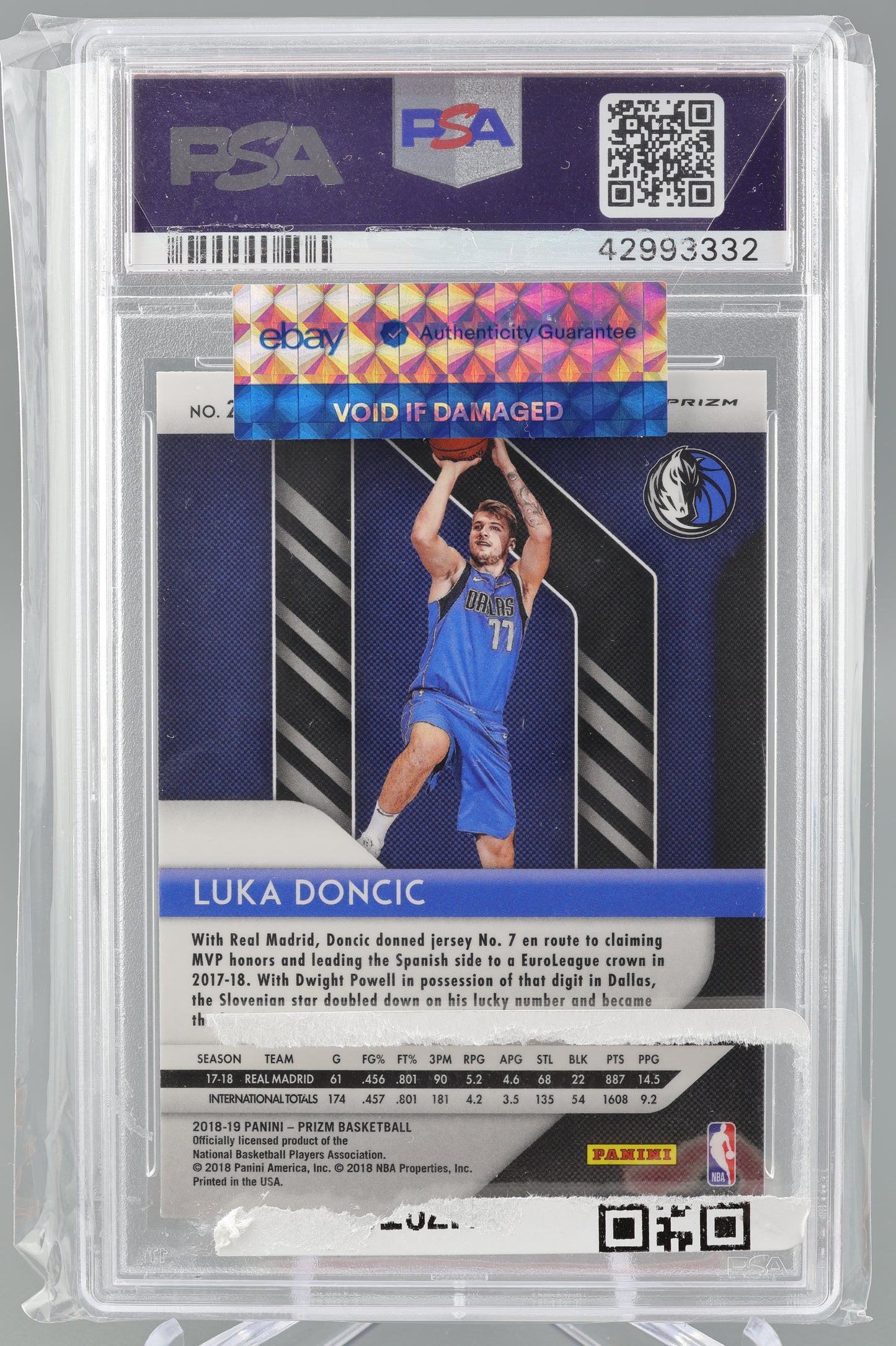 Luka Doncic 2018 Panini Prizm #280 Silver Prizm PSA 10 Rookie Card RC Dallas Mavericks