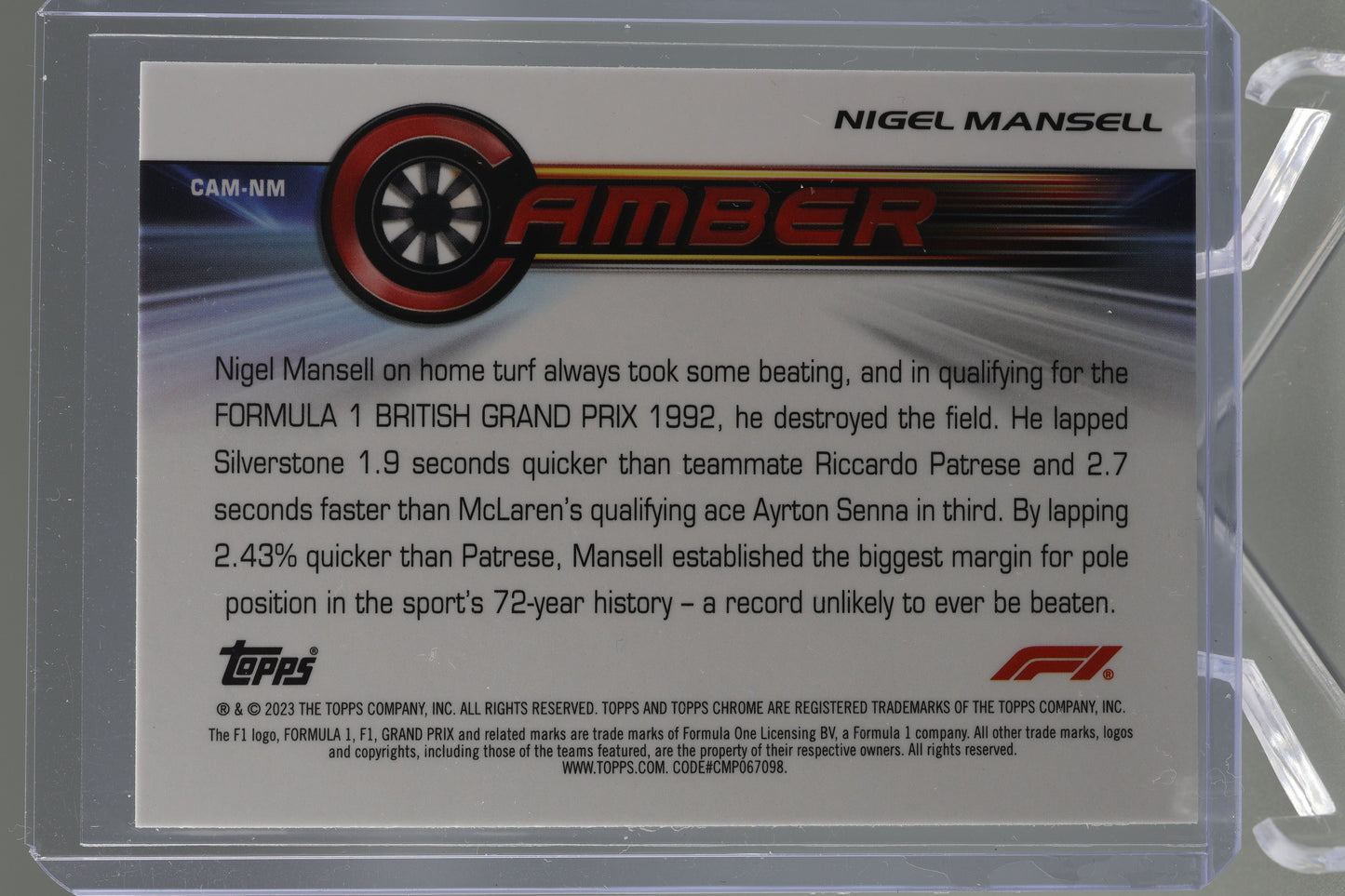 Nigel Mansell 2023 Topps Chrome Formula 1 #CAM-NM CAMBER