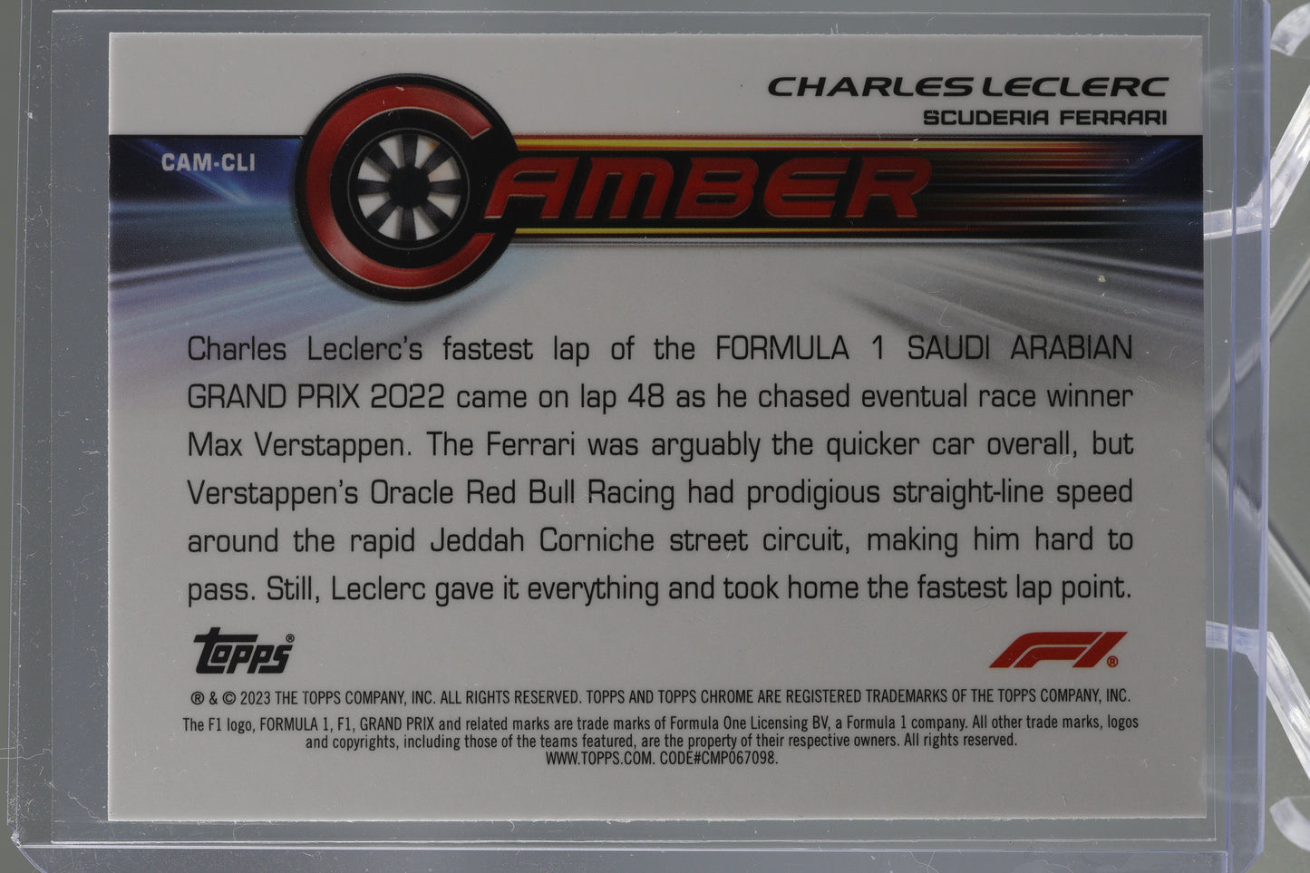 Charles Leclerc 2022 Topps Chrome Formula 1 #CAM-CLI CAMBER Scuderia Ferrari