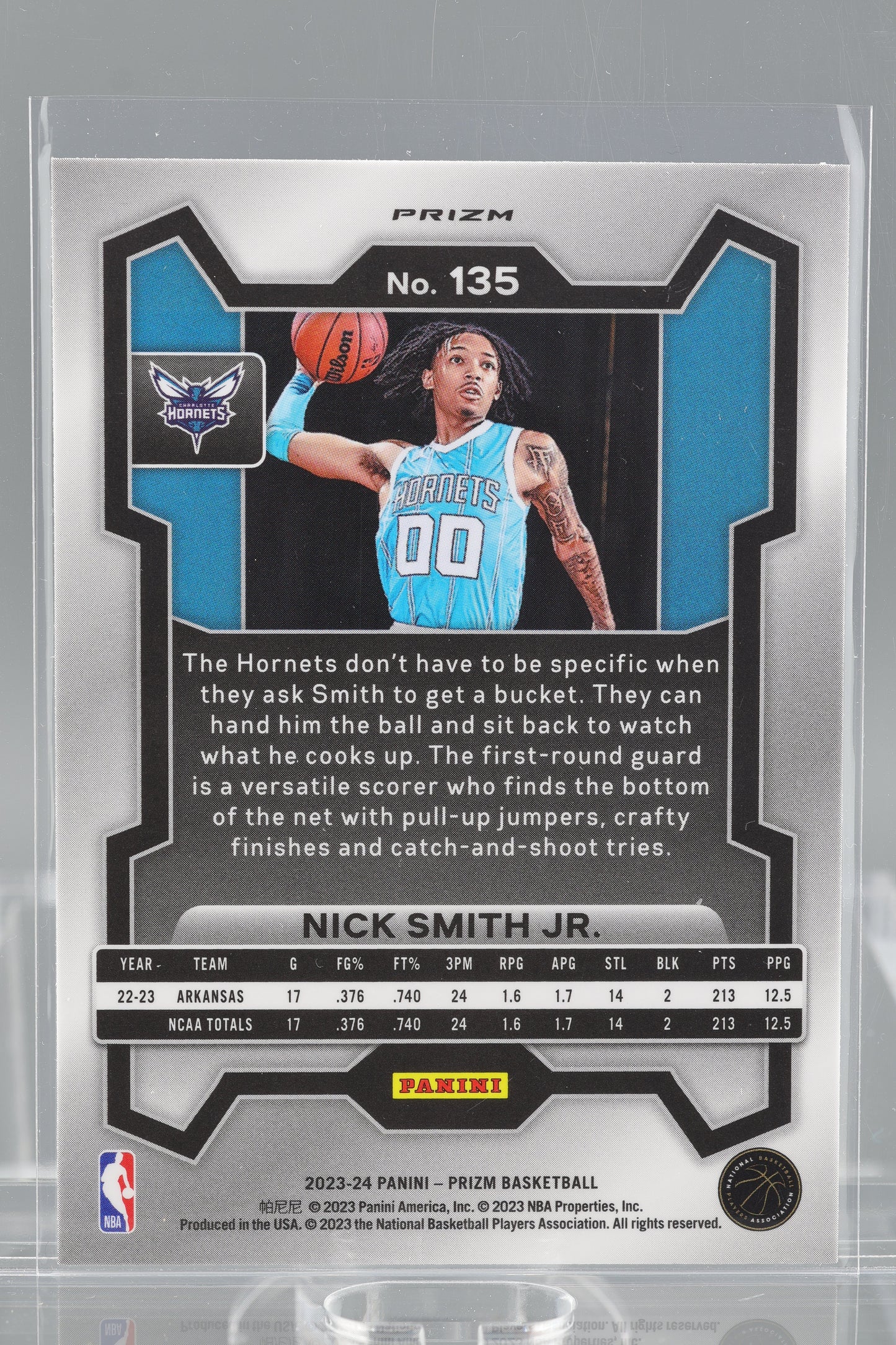 Nick Smith Jr. 2024 Panini Prizm #135 Cracked Ice Charlotte Hornets