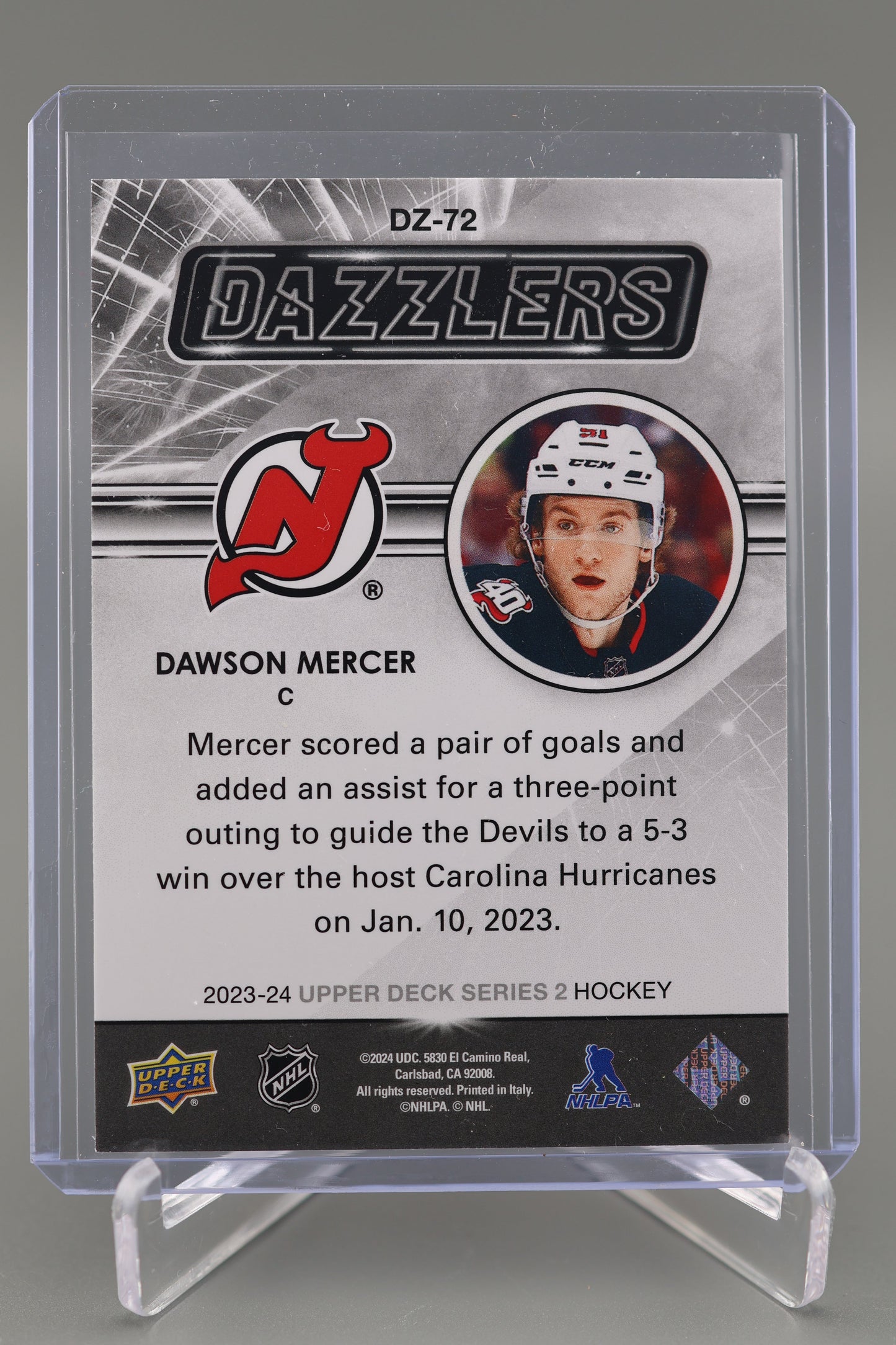 Dawson Mercer 2023-24 Upper Deck Series 2 #DZ72 Dazzlers Orange NJ Devils