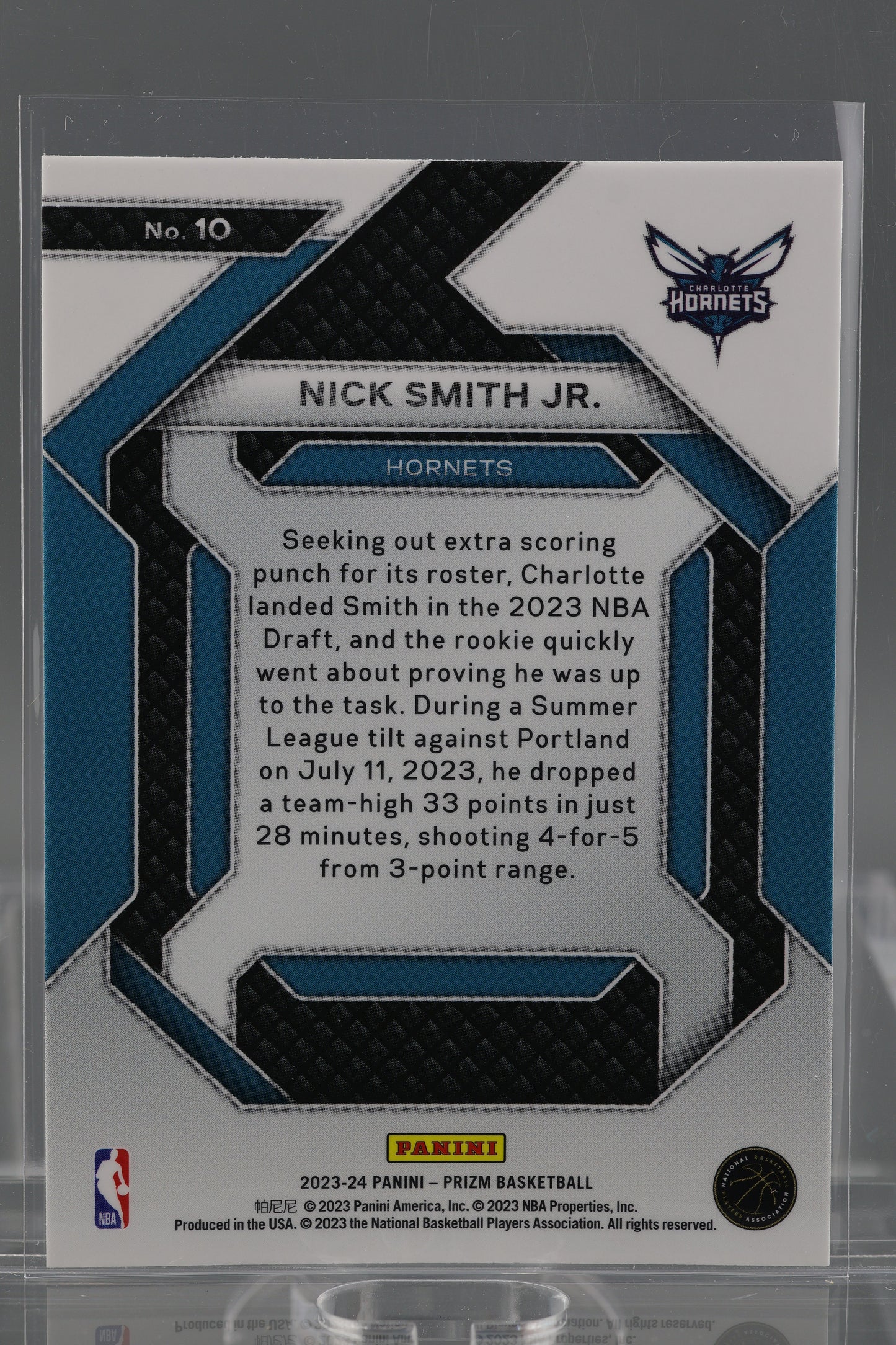 Nick Smith Jr. 2023-24 Panini Prizm Emergent #10 RC Charlotte Hornets