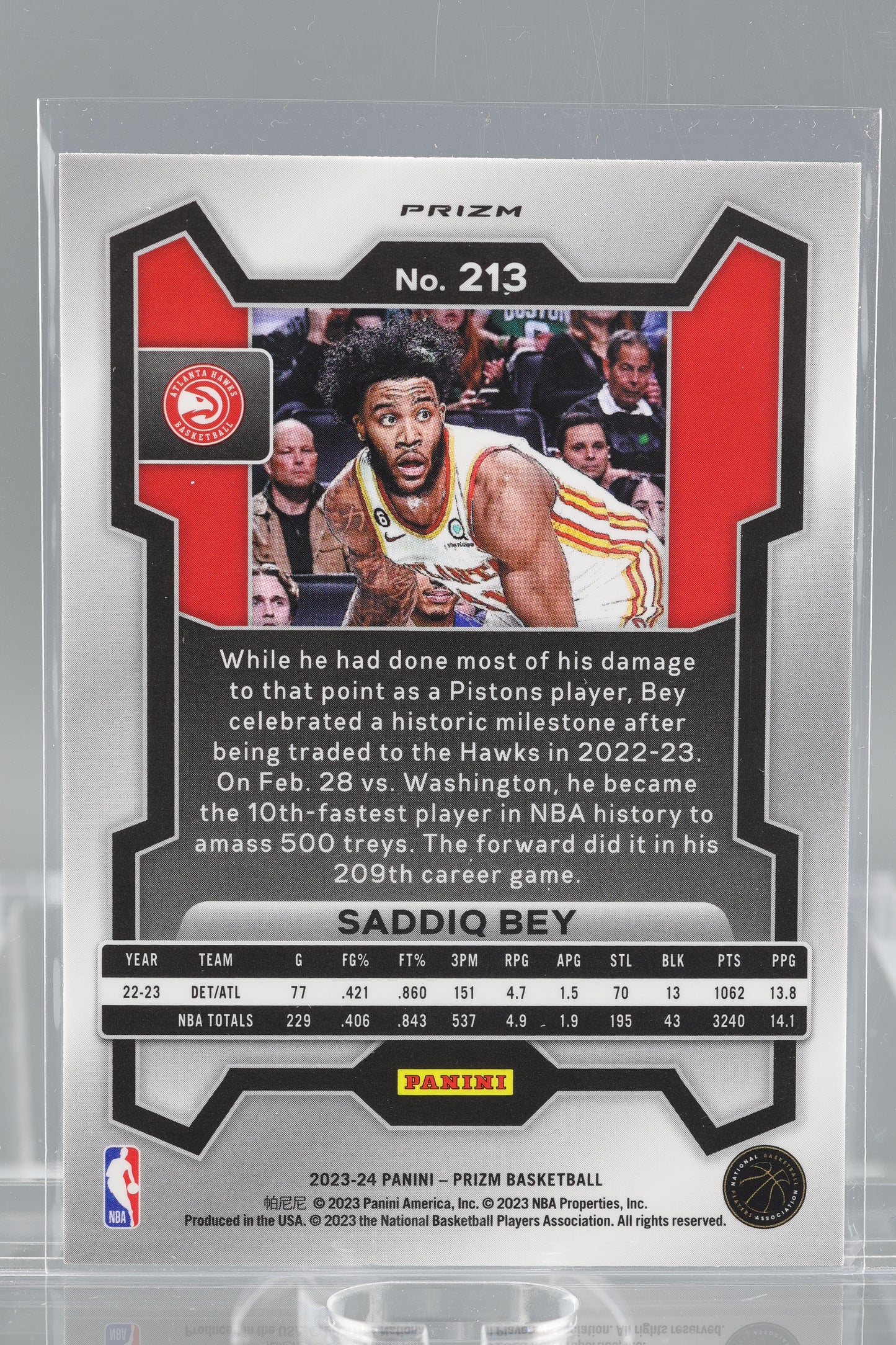 Saddiq Bey 2023-24 Panini Prizm Cracked Ice  #213        Atlanta Hawks