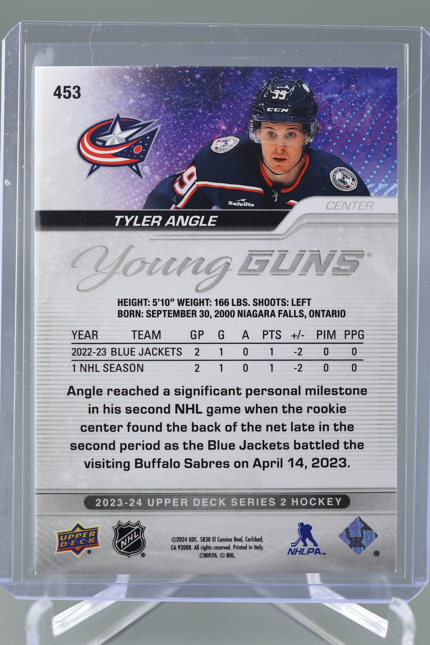 Tyler Angle 2023-24 Upper Deck Series 2 #453 Young Guns RC Blue Jackets