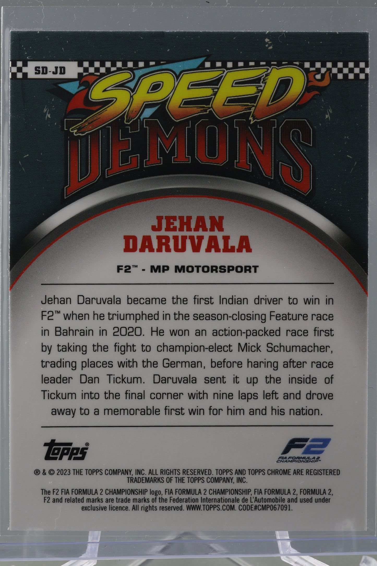 Jehan Daruvala 2023 Topps Chrome Formula 1  #SD-JD SPEED DEMONS F2
