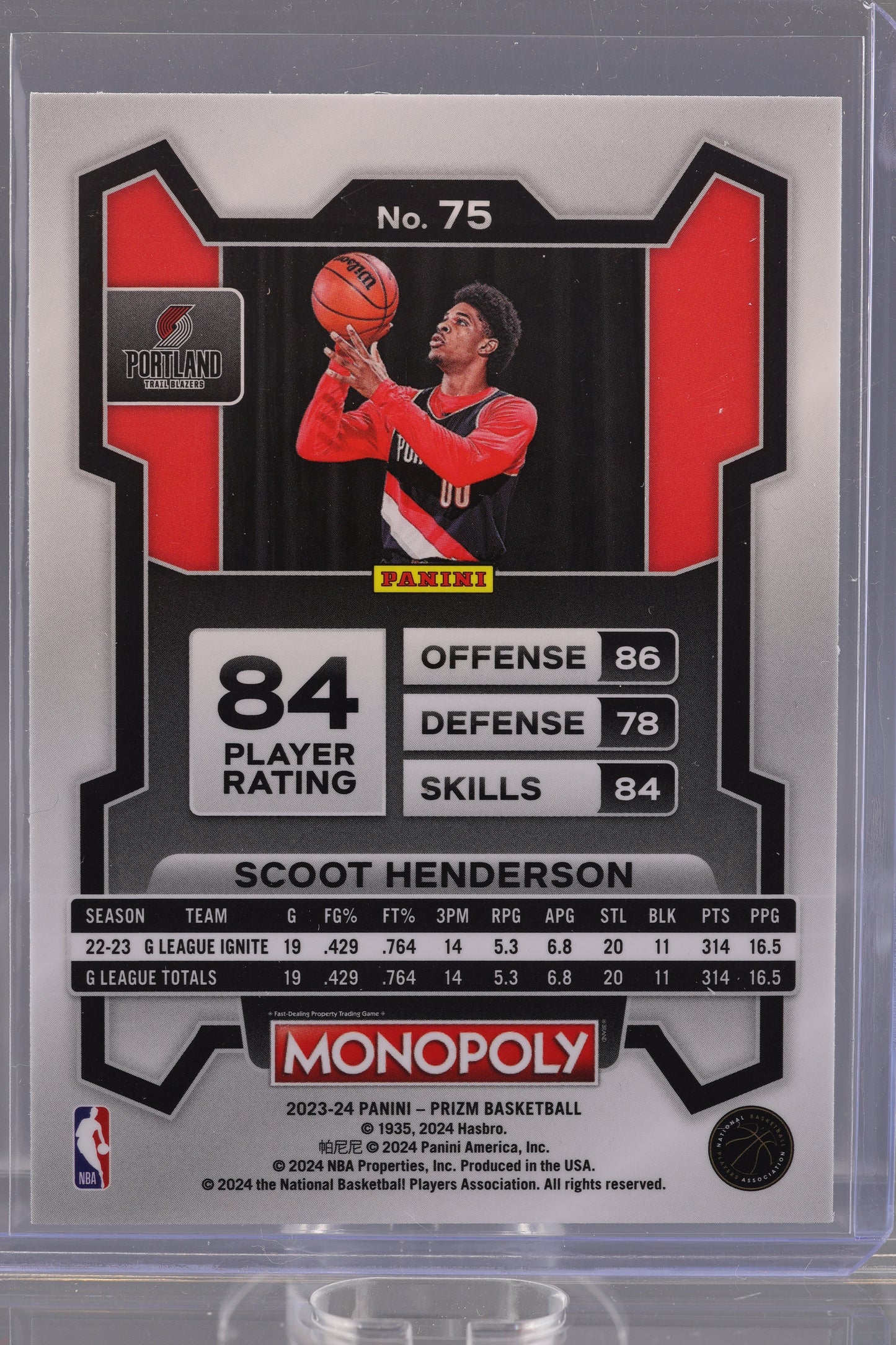 Scoot Henderson 2023 Panini Prizm Monopoly #75 Rookie Card RC Trail Blazers