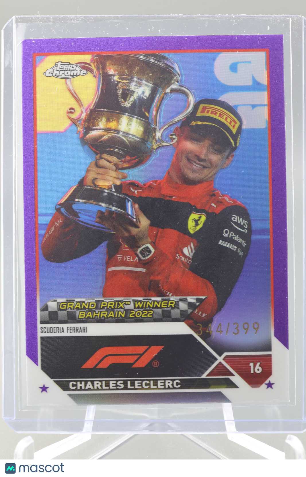 Charles Leclerc 2023 Topps Chrome F1 #144 GP Winner Bahrain 2022 Purple SP /399